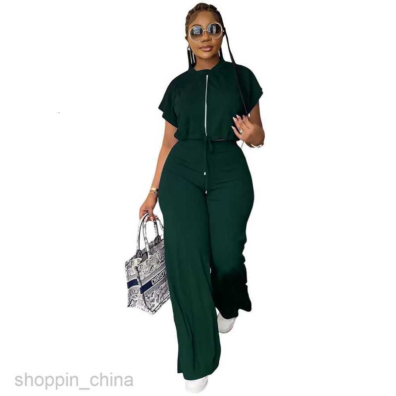 Women's Tracksuits Women's summer drawstring short top waisted split long pants two-piece set Sets