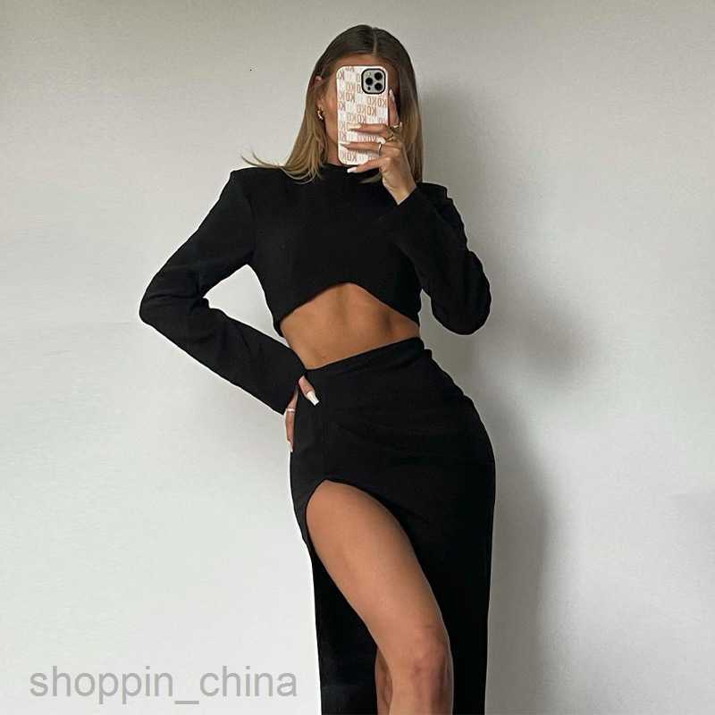 Two Piece Dress Sets Feng Summer New Fashion Casual T-shirt Sexy Split Skirt for Women