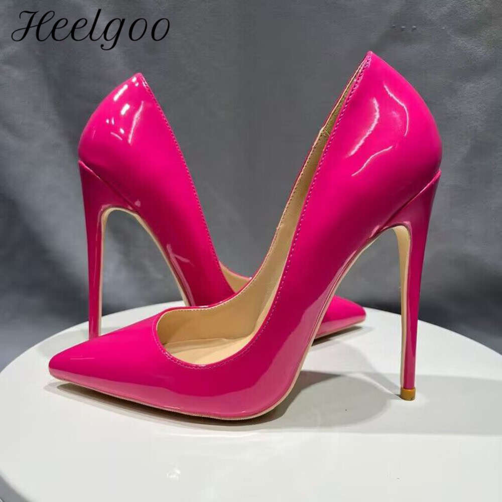 Heelgoo Women Sexy Rose Patent Pointy Toe High Heel Shoes For Party Club Designer Dress Slip On Stiletto Pumps 12Cm 10Cm 8Cm