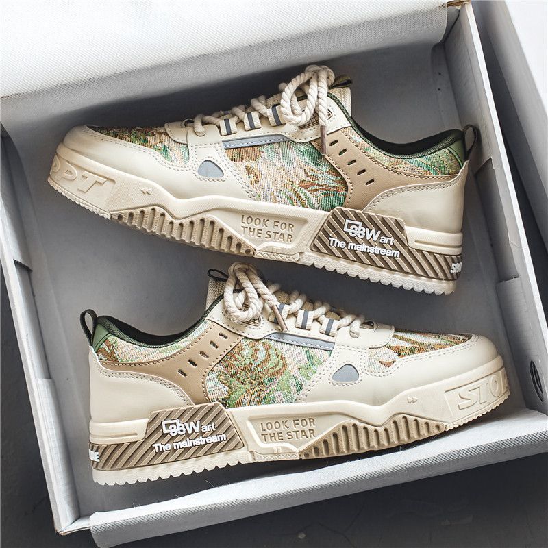 Men Lace-up Four Season Sports Shoes Fashion Pattern Trainers Sneakers