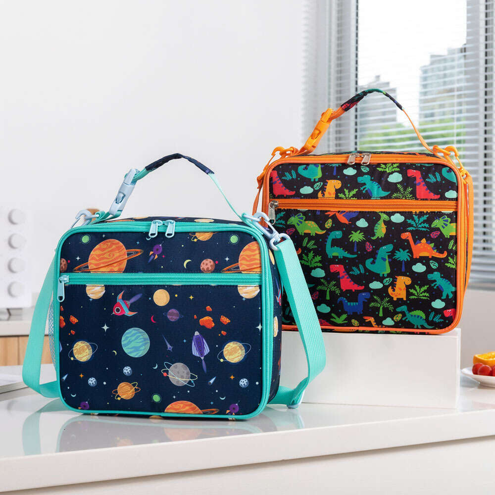 Oxford 2023 Cloth Children's Lunch Boys and Girls Cartoon Diagonal Straddle Portable PEVA Insulated Bent Bag H6.13#18 ddmythur
