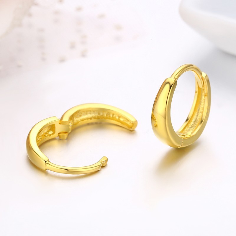 Cute 925 Sterling Silver Gold Color Loop Circle Huggie Small Hoop Earrings For Women Men Children Girls Kids Jewelry Aros Aretes