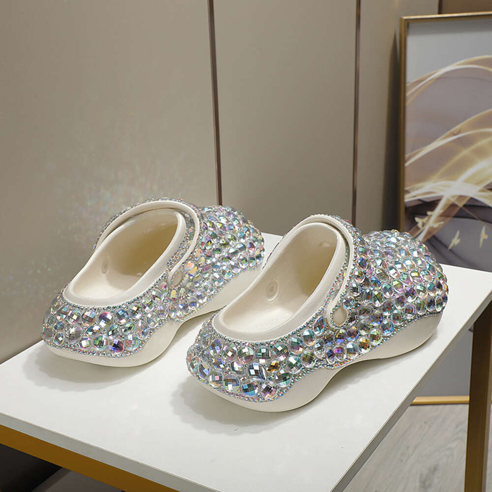 All-Match Personality Fashion Diamond-Studded Thick-Soled Shoes Heightened Shiny Comfortable Women Sandals