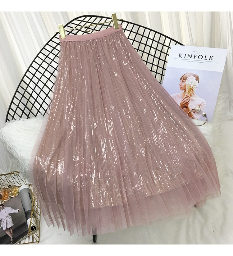 Floral Embroidery A-line Tutu Lace Mesh Skirt Women Elegant Tulle Long Pleated Skirt Women Midi Skirt Summer Hot Sale 210309