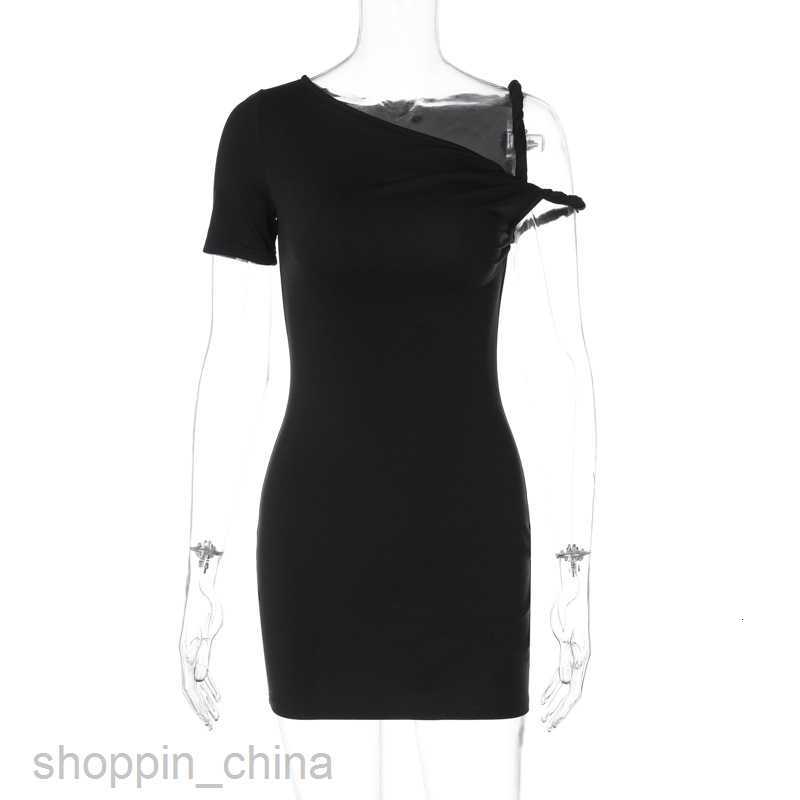 Basic Casual Women Dresses new patchwork twisted strap single sleeved slim sexy style buttocks wrapped short dress