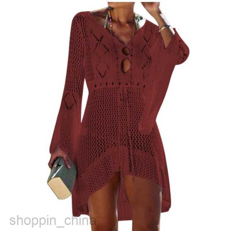 New Beach Cover Up Crochet For Women Knitted Tassel Tie Beachwear Summer Fashion Swimsuit Cover Up Sexy See-through Beach Dress S02
