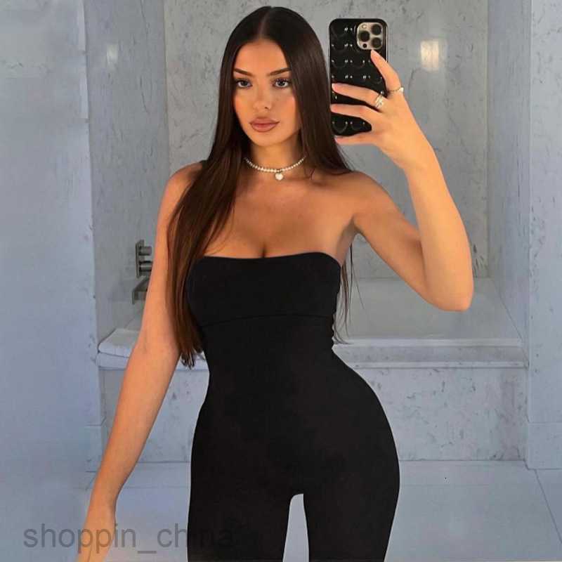 Women's Jumpsuits Rompers Women's Fashion Spring/Summer New Fashionable and Elegant Slim Fit Solid Color Bra jumpsuit