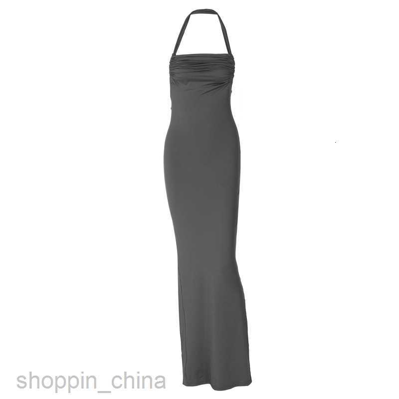 Basic Casual Women Dresses new sexy backless style slim fit fish skirt bottom hanging neck drawstring dress for woman