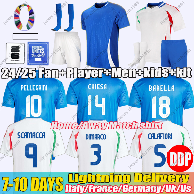 24 Italy jersey Italia soccer jerseys SCAMACCA IMMOBILE CHIESA football shirts RASPADORI JORGINHO BARELLA BASTONI Maglia italiana national team M