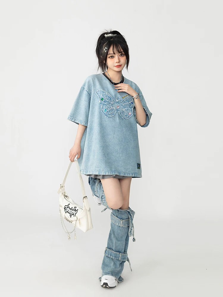 REDDACHiC Acubi Fashion Belt Blue Leg Warmers Womens Gaiter Denim Bandage Y2k Cuffs Boots Cover Thigh-long Socks Topper Legging 240613