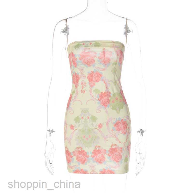 Basic Casual Dresses New women's fresh floral print breast wrap buttock fitting dress