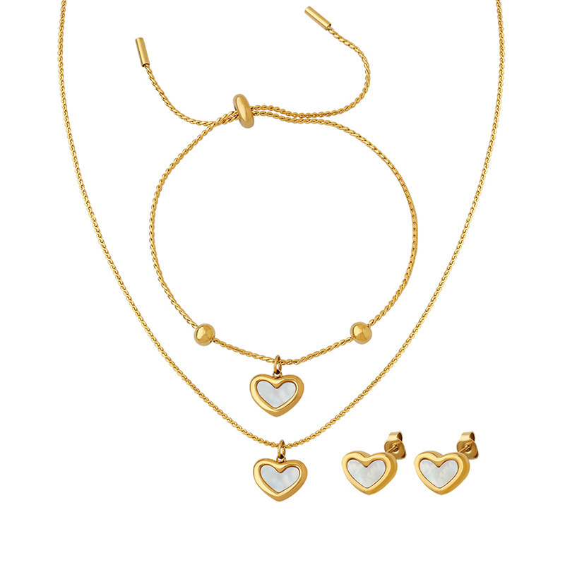 Shell Love Heart 18k Gold Necklace Stud Earrings Bracelets Pandants Designer Jewelry Set Gold Chain Bracelets for Woman Girls Gift Fine Jewelry