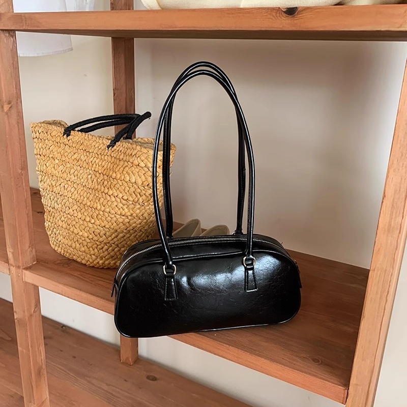 High end fashion Korean version spring new niche design ballet style portable women bag trend versatile silver single shoulder underarm bag trend