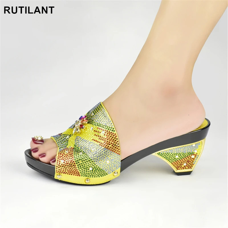 Latest Orange African Women Wedding Shoe Woman Ladies Pumps Women Shoes Fashion Party Wedding Shoes Decorated with Rhinestone 240613