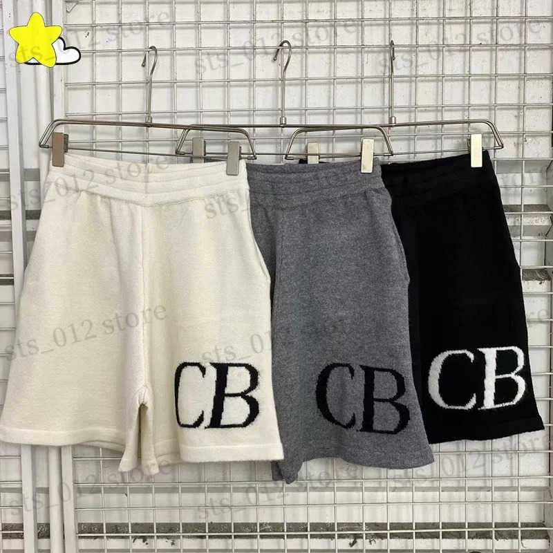 Men's Shorts 24SS Heavy Fabric Classic CB Jacquard Knit Shorts Men Women Oversized Black Gray Apricot Breeches T240613