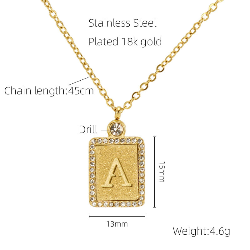 18K Gold English Letter Necklace Charm Designer Jewelry Alphabet Initial Cubic Zircon Diamond Pendant Necklaces Stainless Steel Gold Chain for Woman G