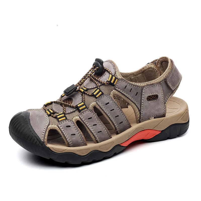 Summer Men Outdoor Sandals Beach Shoes Genuine Leather Trekking Hiking Big Size 47 48 49 240612
