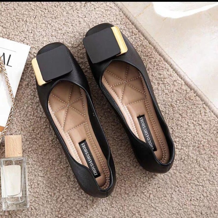 Women's Casual Shoes New Design Gentle Style Square Toe Flat Bottom Versatile Comfortable Breathable Triple Black Free shipping size