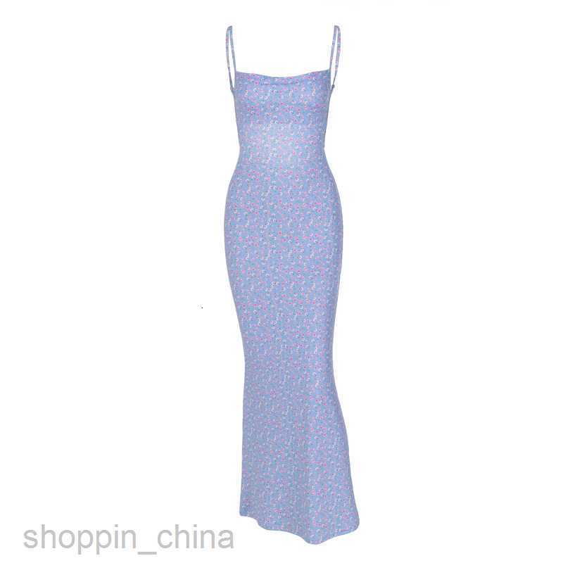 Basic Casual Women Dresses Spring Women's Fashion New Sexy Slim Open Back Strap Fragmented Flower Dress for Women