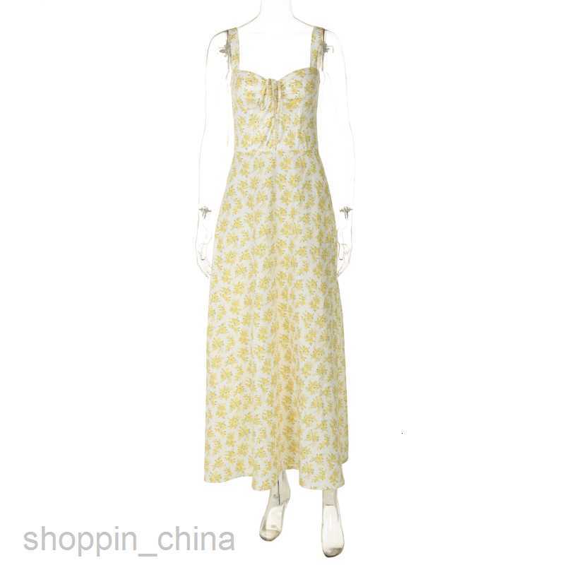 Basic Casual Dresses Summer sweet style suspender floral fairy essential new loose and versatile wrapped chest dress