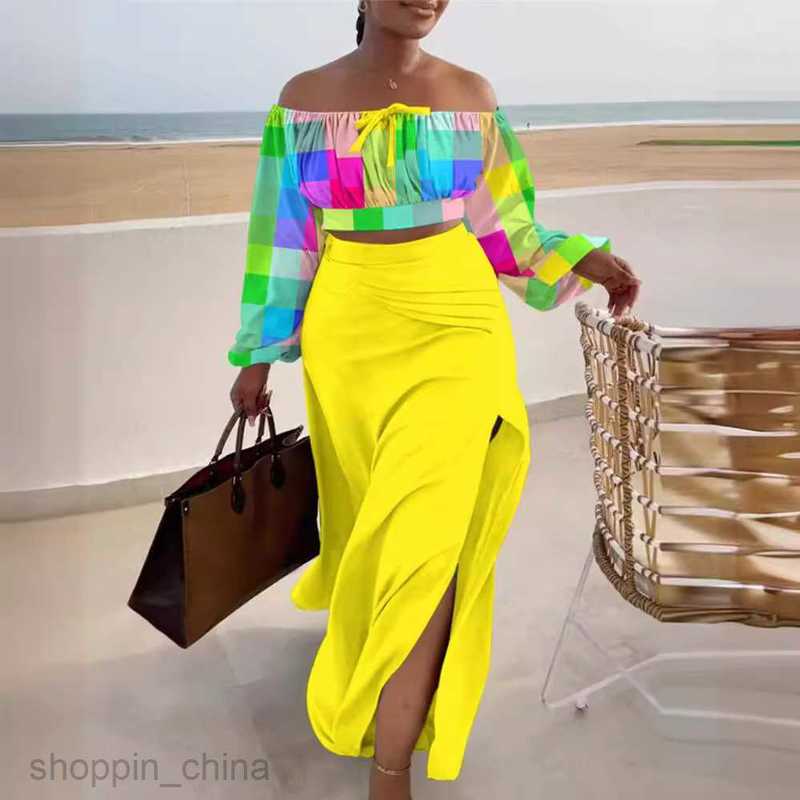 Two Piece Dress Sets Women's Autumn New Print Two Piece Long sleeved Set