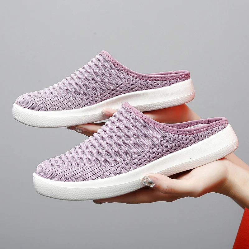 Womens Slippers Sandals Summer Beach Slippers Womens Breathable Mesh Flat Shoes Womens Slippers Zapatos Printed Home Slippers 240612