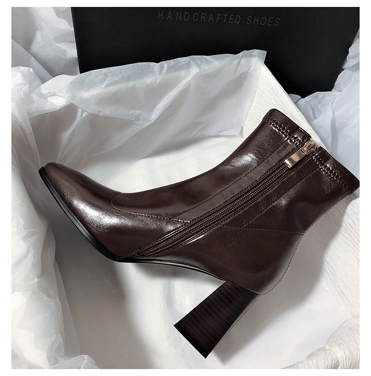 Women's Korean boots Autumn Trouser version Sexy Style Minimalist style Chunky Heel Comfortable Triple Black Free shipping Lhshoe