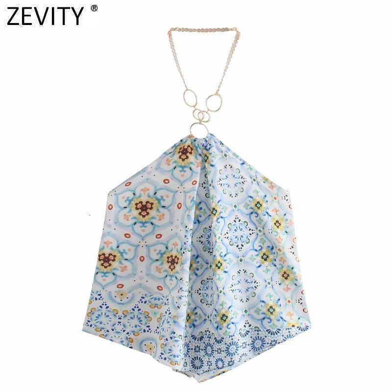 Zevity Women Sexy Strapless Halter Shirt Ladies Cloth Patchwork Floral Print Casual Blouse Roupas Chic Summer Blusas Tops LS9394 210603