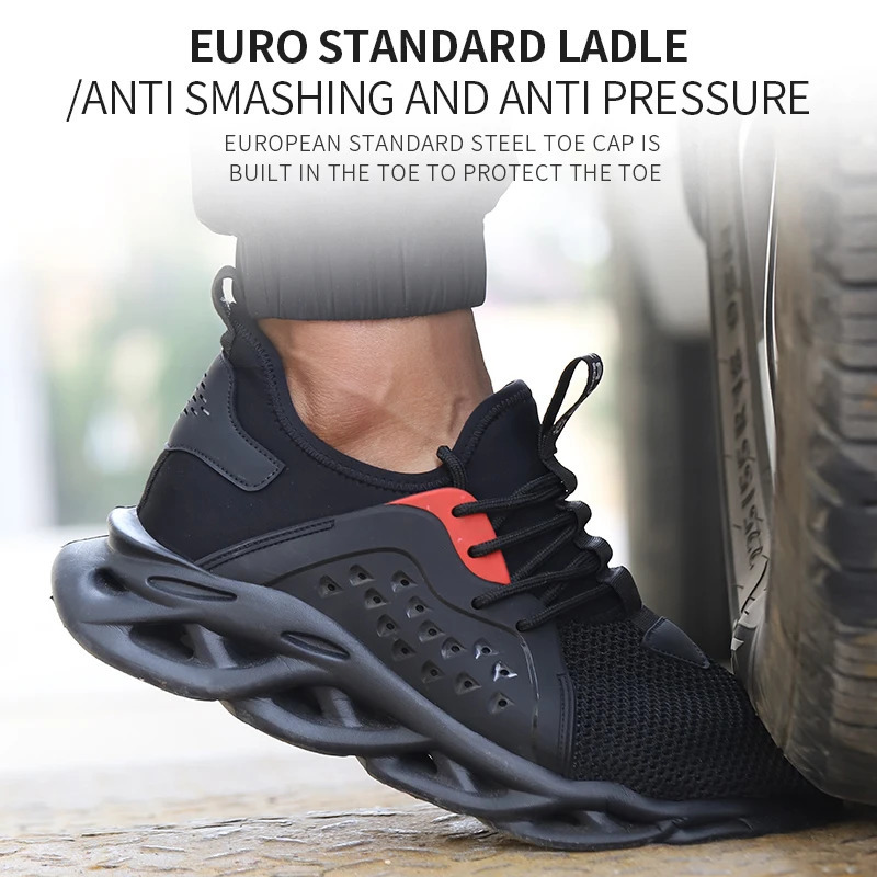 Summer Fashion Boots Mans Safety Impact-Proond Stab-Proof Work Shoes Light Not Tired Feet Indestructible Steel Head 240614
