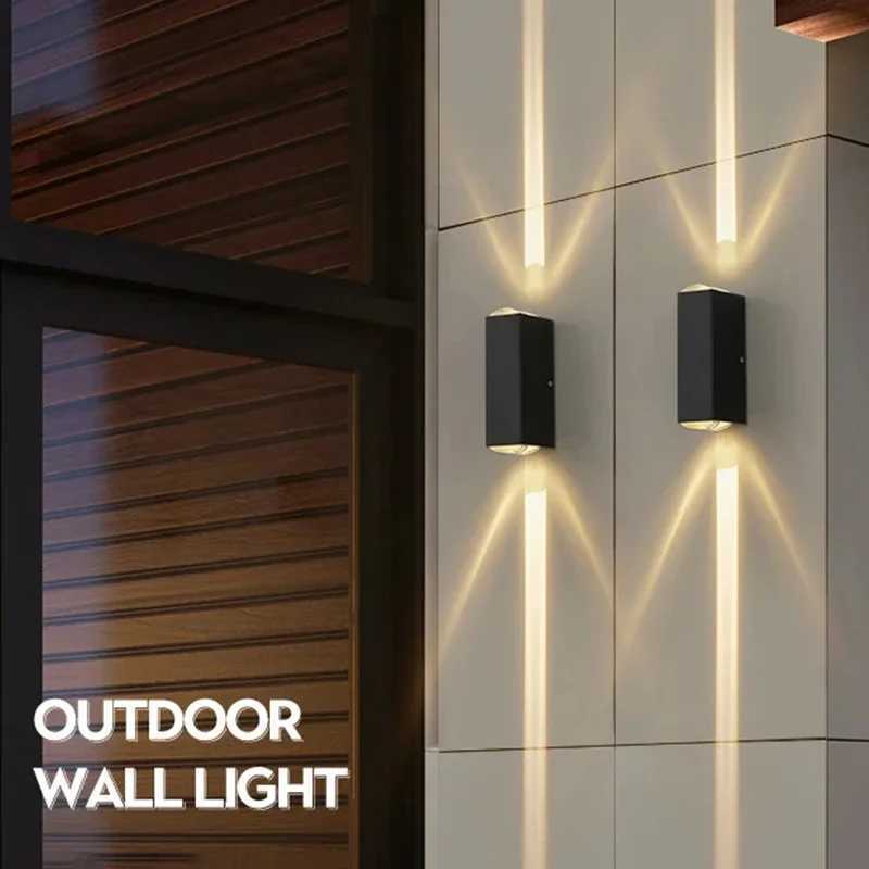 Outdoor Wall Lamps Lens Beam Porch Light Waterproof Upper Lower Lighting Double Headed Spotlight Corridor Staircase External Wall Lighting LED Lamp