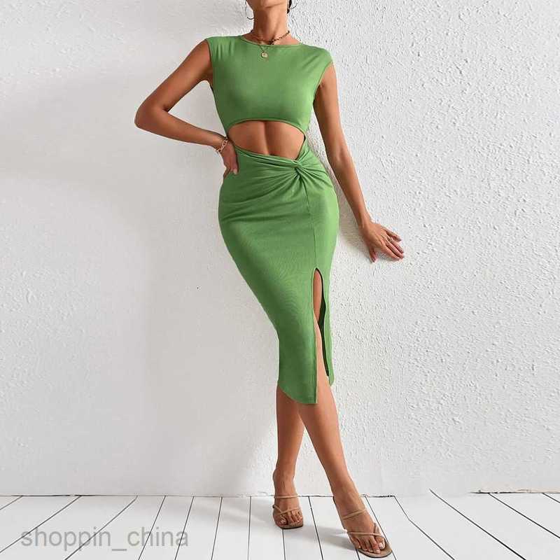 Basic Casual Women Dresses Women's New Sexy Hollow Top Knitted Sleeveless Dress