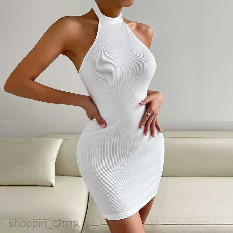 Basic Casual Women Dresses Women's Spring/Summer New Party Dress Sexy Backless Collar Sleeveless Wrapped Hip Dress