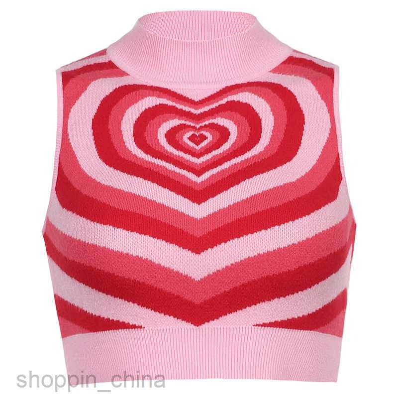 Women's T Shirt summer fashion women's new sexy love woolen vest sleeveless jacquard vest tees