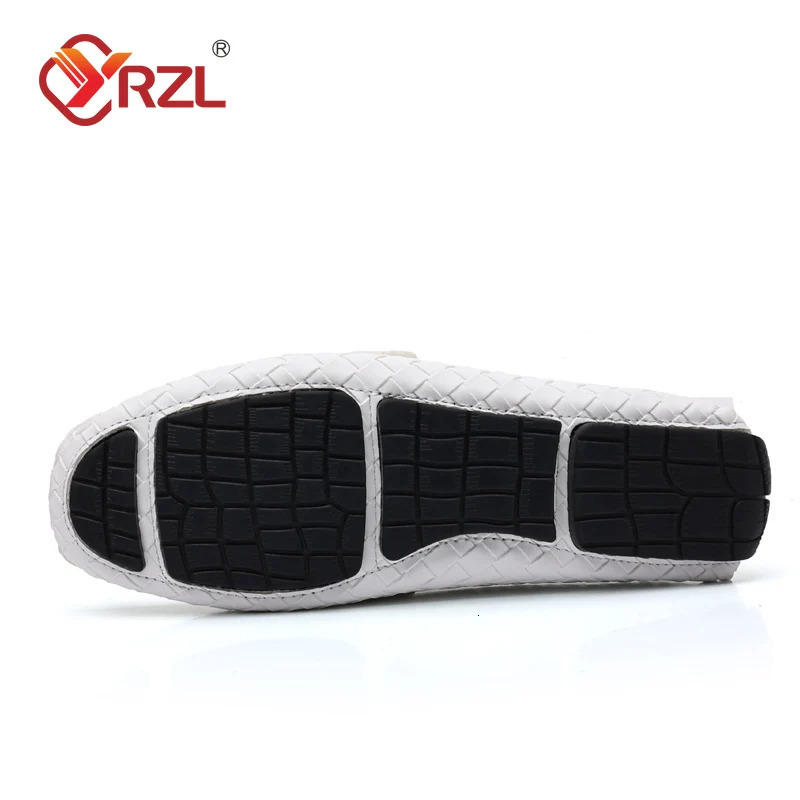 YRZL white canvas mens handmade leather canvas shoes slide on comfortable Mokasins large-sized 48 mens shoes in leisure driving apartments 240612