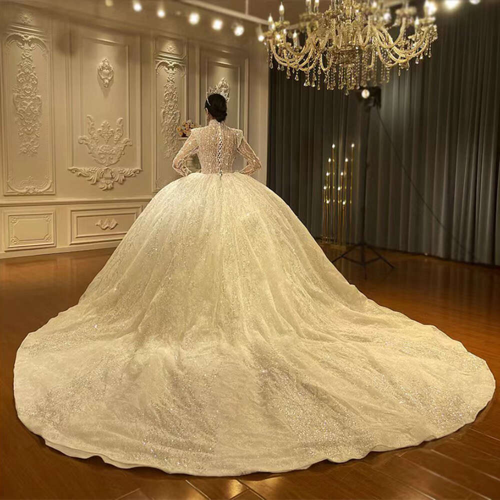 Organza High Neck Ball Gown NS4486 Sequins Romantic Bridal special Gowns Vestido De Novias 2023