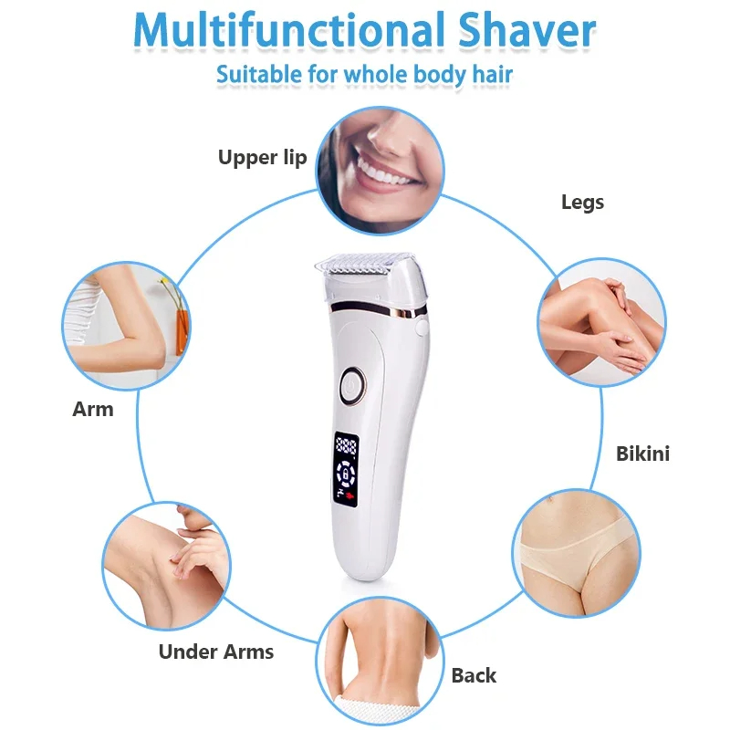 USB Rechargeable Women Painless Electric Epilator Beard Hair Removal Women's Shaving Machines Portable Female Hair Trimmer LCD