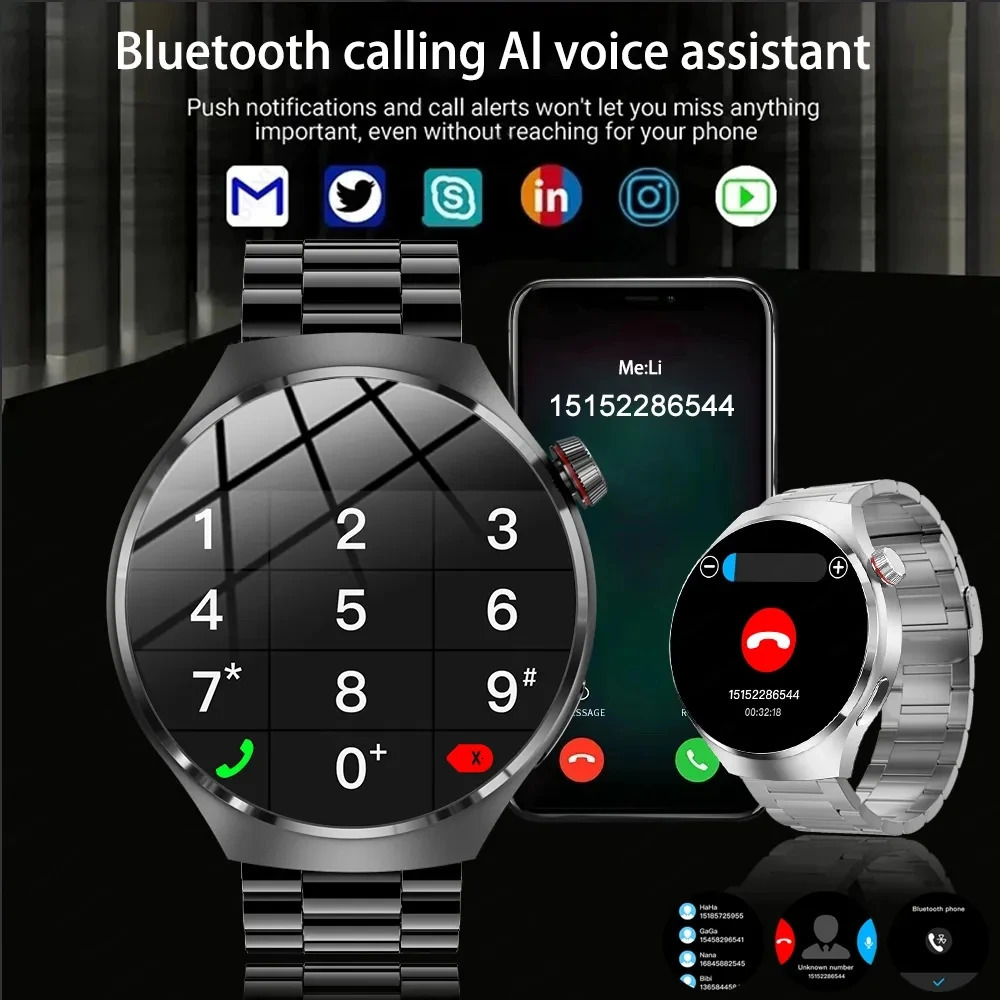 For GT4 Pro GPS NFC Smart Watch Men 360*360 AMOLED Screen Heart rate Bluetooth Call IP68 Waterproof Man Smartwatch 240601