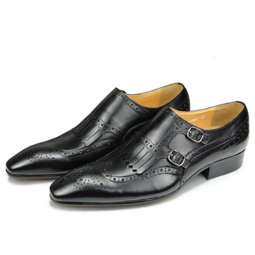 New Top Layer Cowhide Pointed Toe British Business Formal Men's Leather Wedding Office Shoes