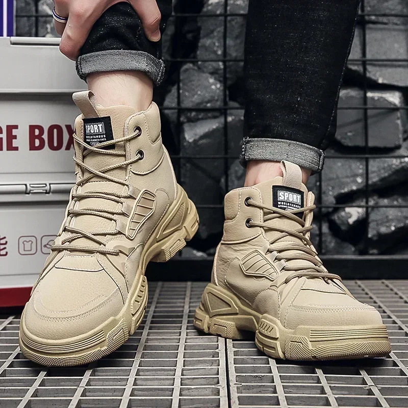 Men Boots Ankle Autumn Outdoor Military Booties Winter Comfort High Top Shoes for Platform Work Botas Hombre 240613 250228