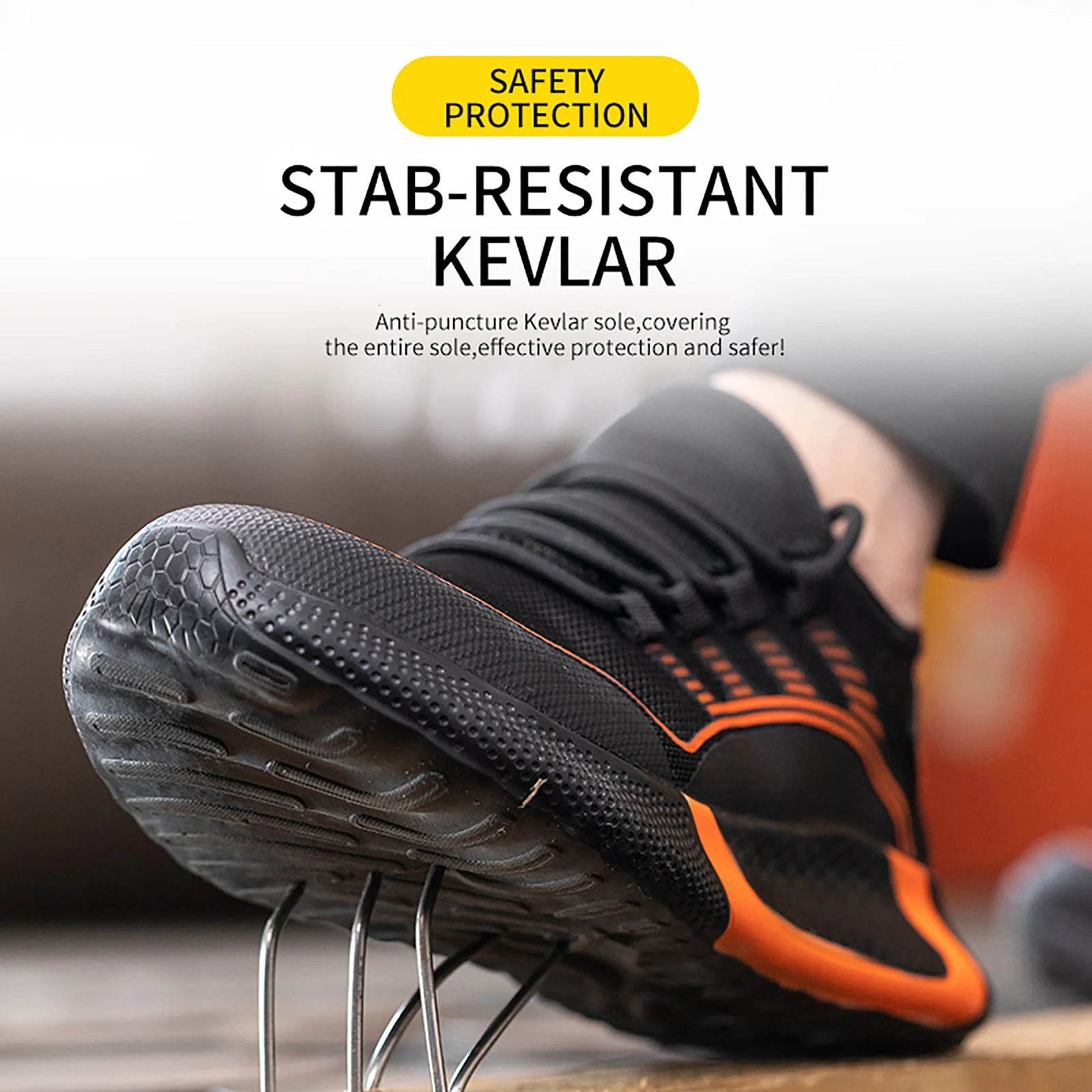 Steel Safety Casual Breathable Light Toed Smashing Anti Stab Work Shoes Mens