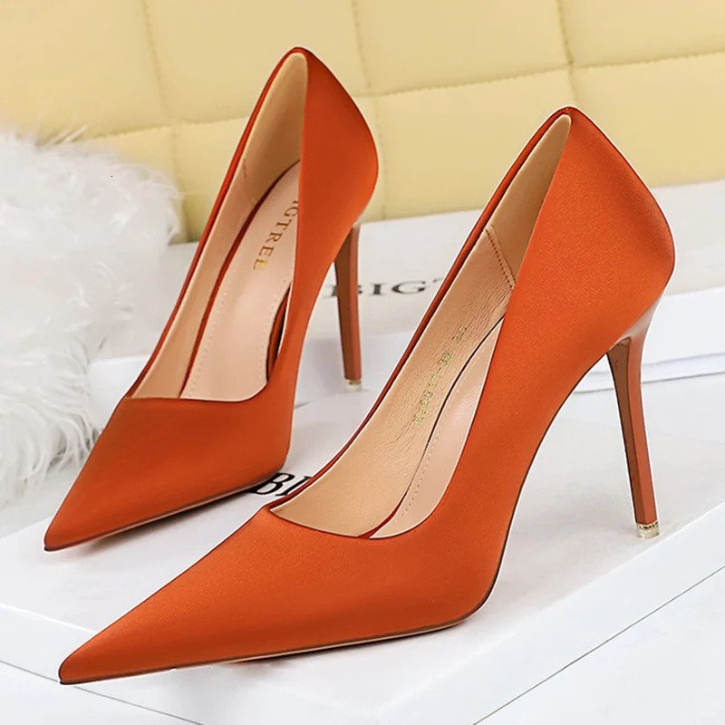 Womens 7.5cm 10.5cm High Heels Scarf Silk Satin Pump Office Womens Green fetish Wedding Bridal Ball Shoes Plus Size 34-43 240612