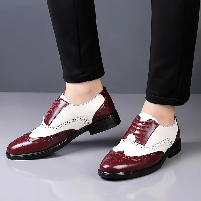 Classic Men Dress Shoes Lace Up Shoes for Men Plus Size Point Toe Business Casual Comfortable Men Formal Shoes for Wedding 240614