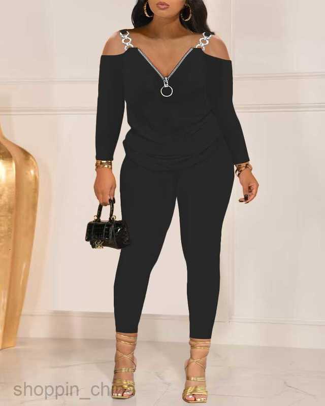 Women's Tracksuits Women's Autumn/Winter New Two Piece Zipper Printed Pants Set for Women Sets