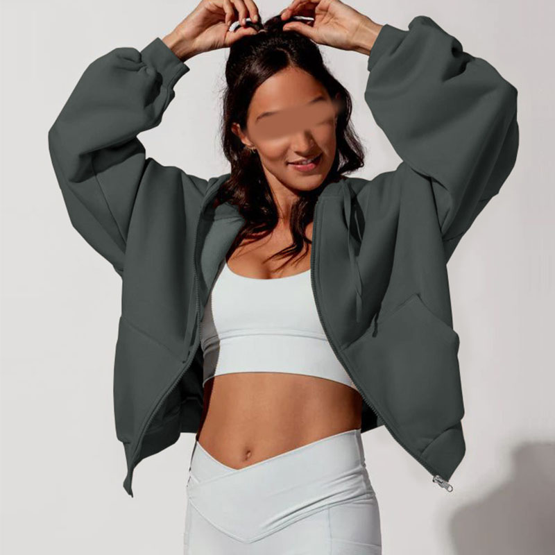 Women's Hoodies Womens Zip Up Long Sleeve Hooded Sweatshirt Pullover Hoodie Oversized Clothe Top Street Fashion Casual Jacket