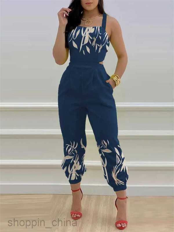 Women's Tracksuits Summer Women's Wear New Fashion Strap Positioning Printed One Piece Sets