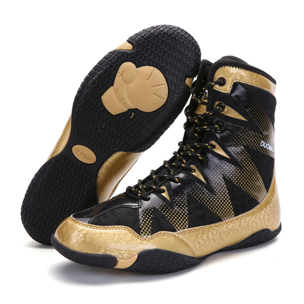 Customized Anti-slip High-top Fiess Youth Training Zapatos De Boxeo Men's Wrestling Boxing Shoes