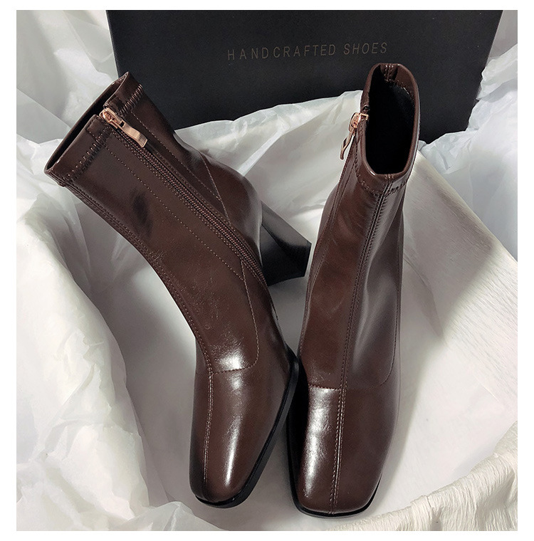 Women's Korean boots Autumn Trouser version Sexy Style Minimalist style Chunky Heel Comfortable Triple Black Free shipping Lhshoe