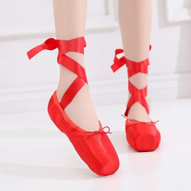 Point Shoes Dance Ballet Super Satin Sole Hard Leather Sole Professional Pointe Shoes Womens 240614