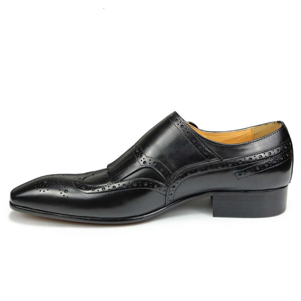 New Top Layer Cowhide Pointed Toe British Business Formal Men's Leather Wedding Office Shoes