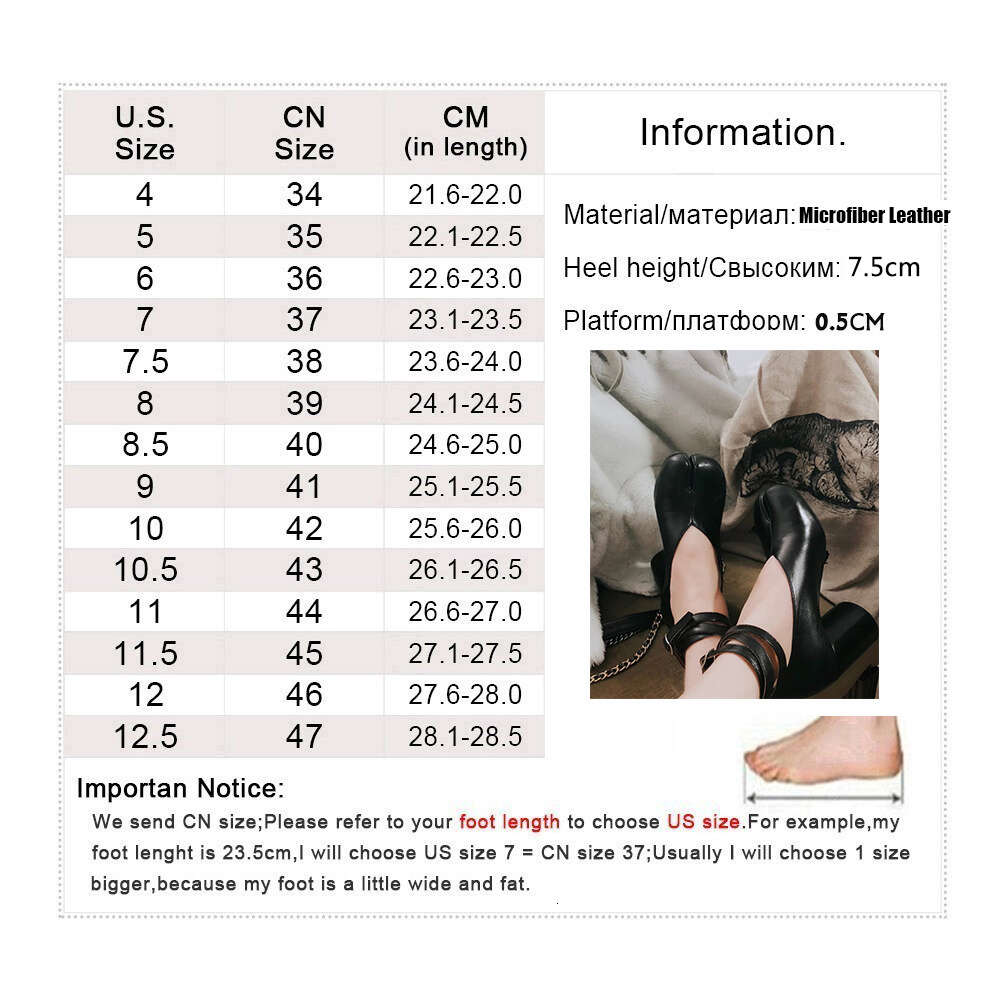 Split Toe Ninja Tabi Pumps Ankle Strap Buckle Round Heel High Heels Party Shoes Women Zapatos De Mujer Chaussure Femme